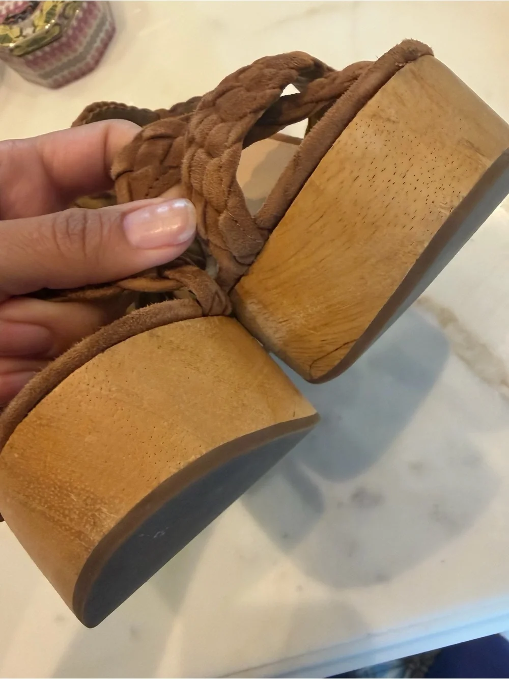 Veronica Beard Braided Strap Brown Suede Women’s Sandals